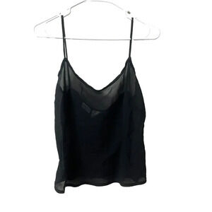JS Signature Women Black Tank Top 8 Chiffon Pullover Sleeveless Sheer Shell Goth